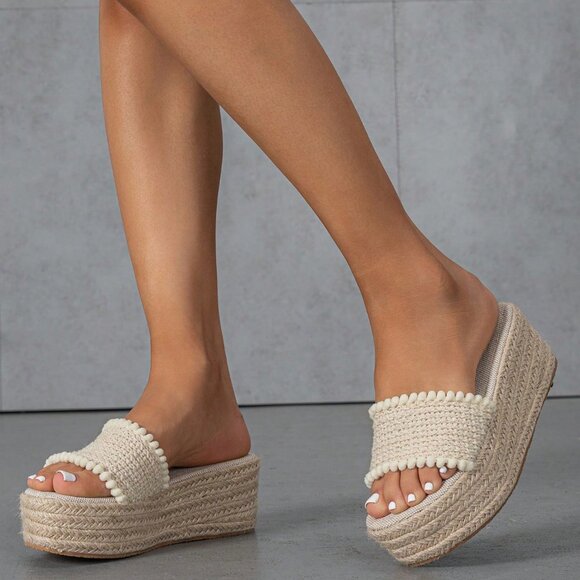 Beige Vacation Women's Boho Vacay platform Open Toe Sandals - Picture 4 of 6